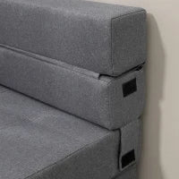 Poltrona Letto Singolo da Terra Pieghevole con Cuscino Incluso, 70x70x61 cm, Grigio