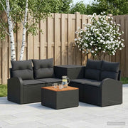 Set di divani 6 pz Nero Rattan sintetico e Acciaio 3447178