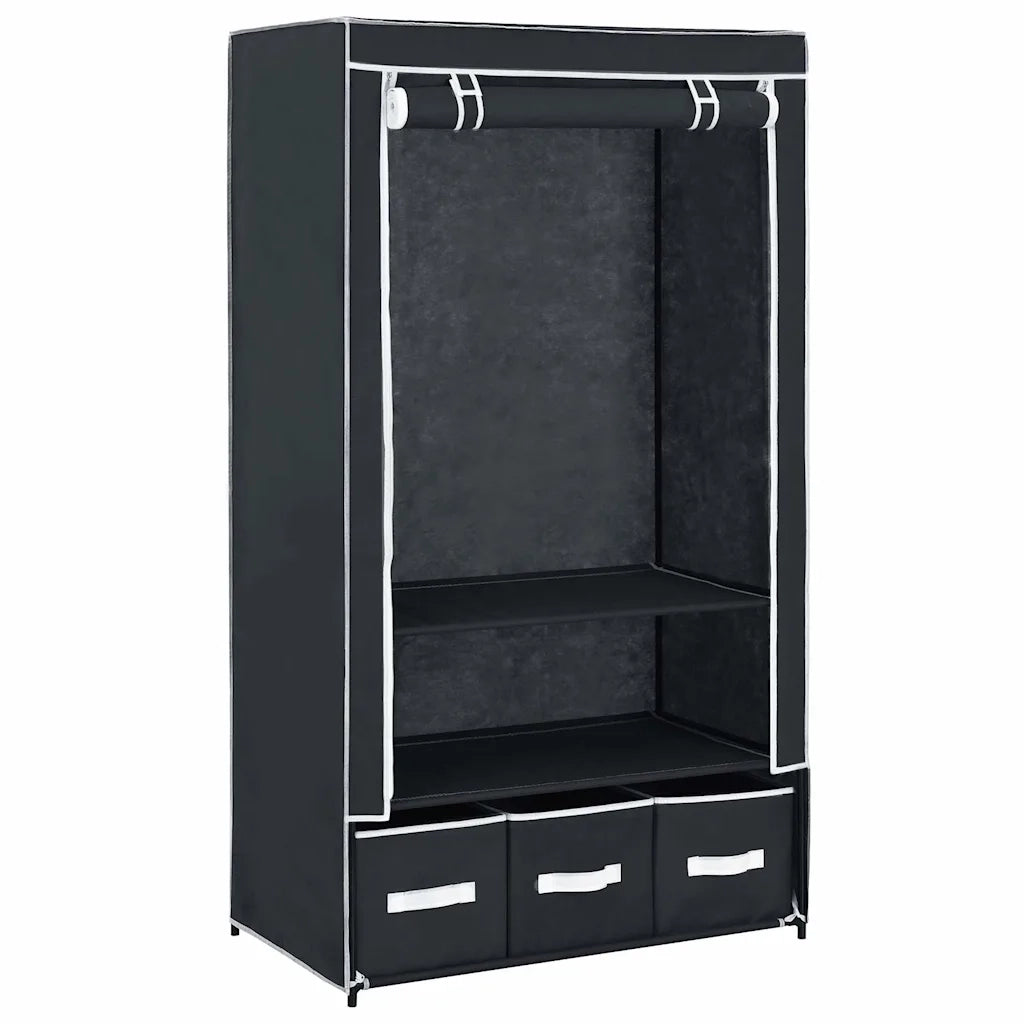Armadio Nero 87x49x159 cm in Tessuto 282457