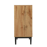 Credenza con 3 Ante e Ripiani Regolabili; Stile Moderno; in MDF; Nero e Legno; 160??35??76 cm