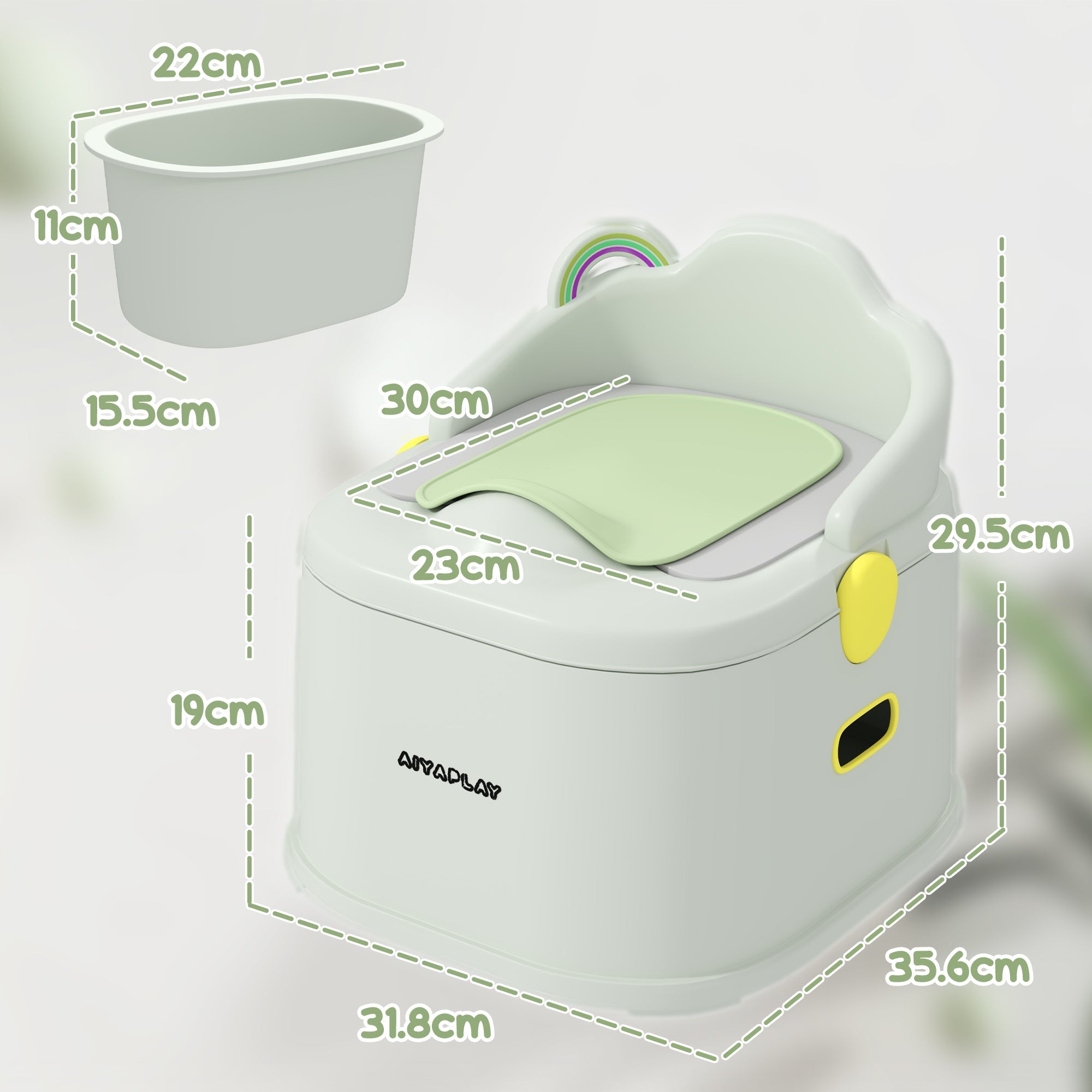 Vasino per Bambini Evolutivo 3 in 1 con Vaschetta Rimovibile Grigio