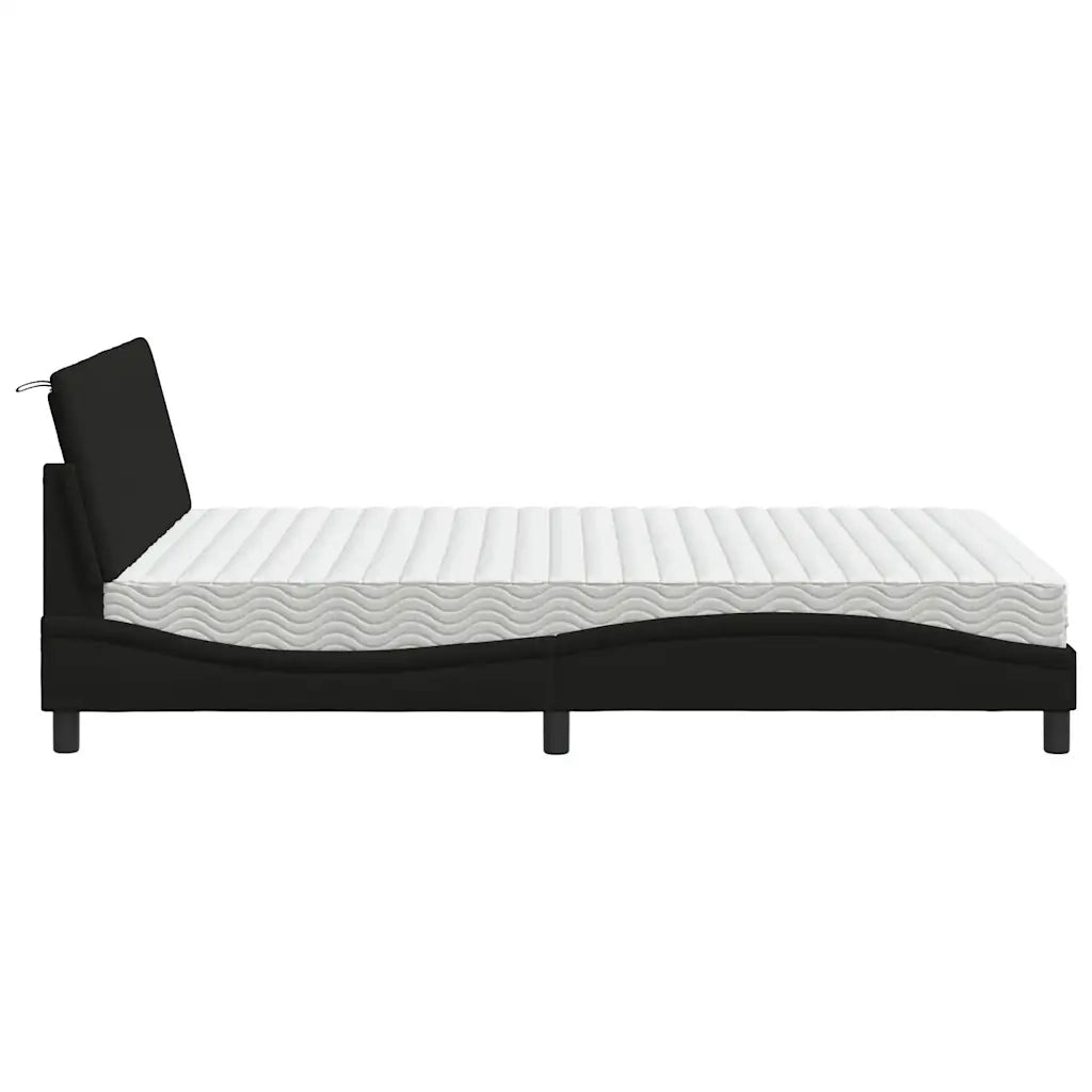vidaXL Letto con Materasso Nero 140x200 cm in Tessuto