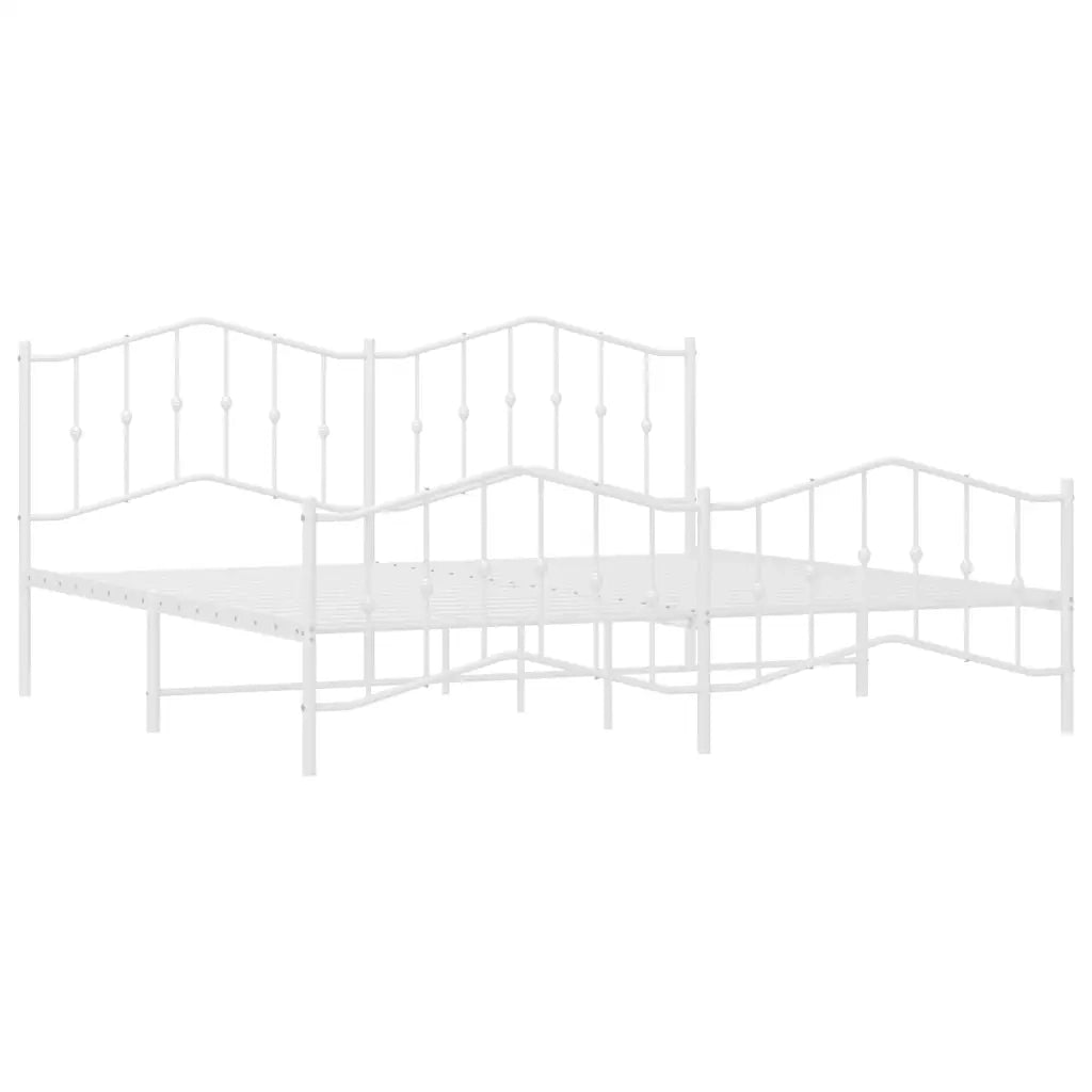 Giroletto con Testiera e Pediera-Struttura Letto Metallo Bianco 193x203 cm 731611