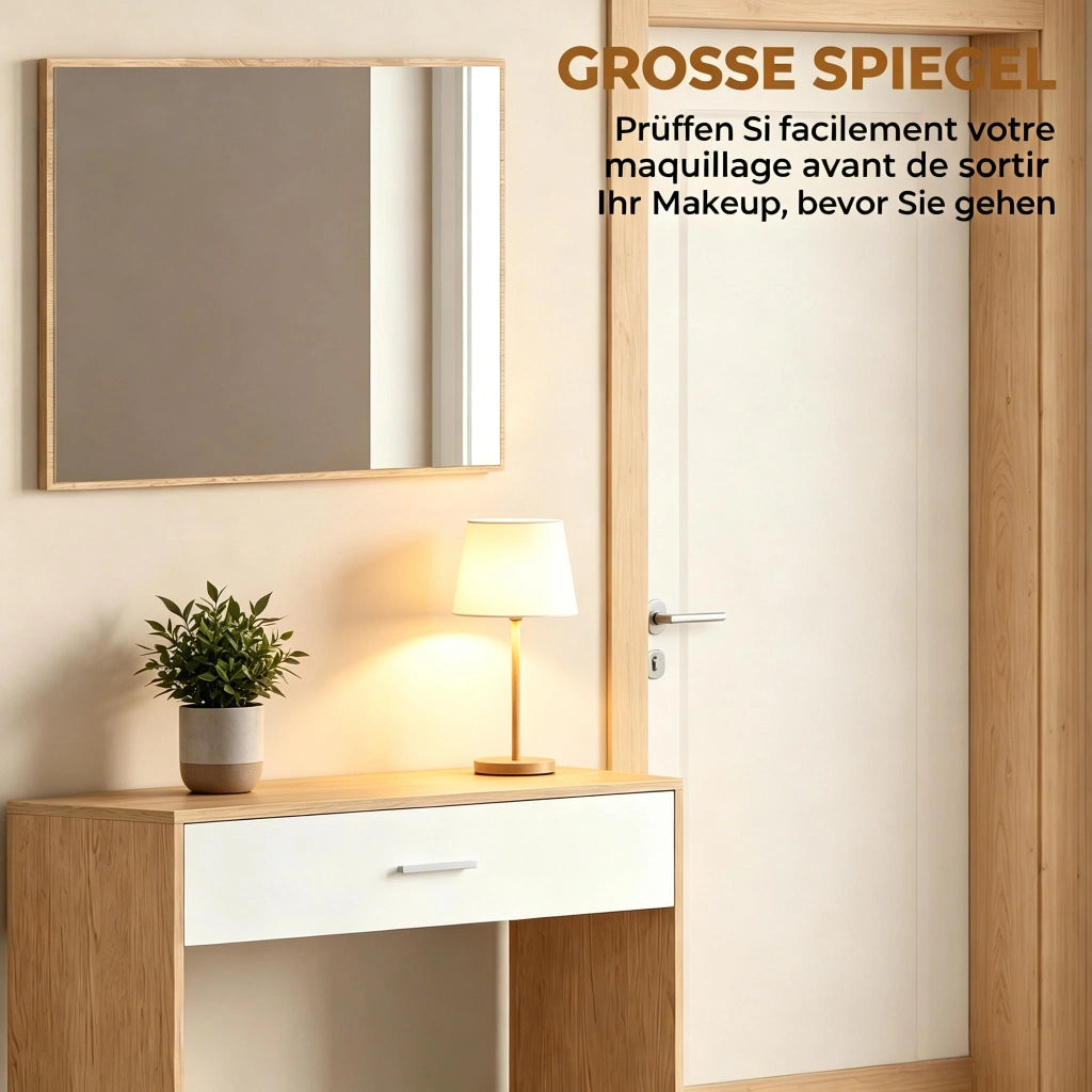 Elegante organizer per corridoio, moderno tavolo da trucco con specchio, consolle