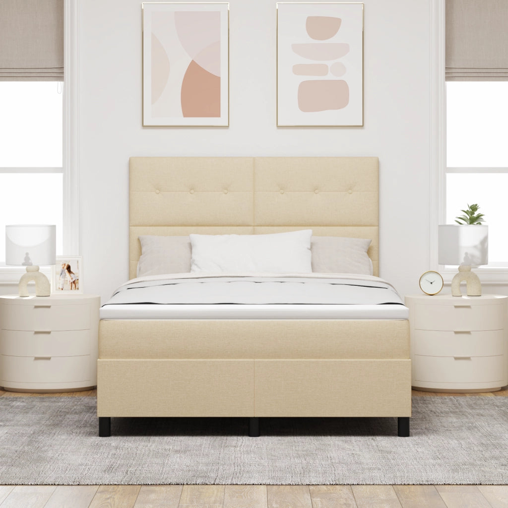 Letto a Molle con Materasso & LED Crema 140x200 cm Tessuto