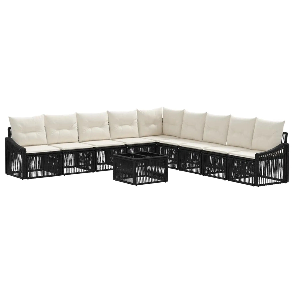 Set Divano da Giardino 10 pcs Nero polyrattan
