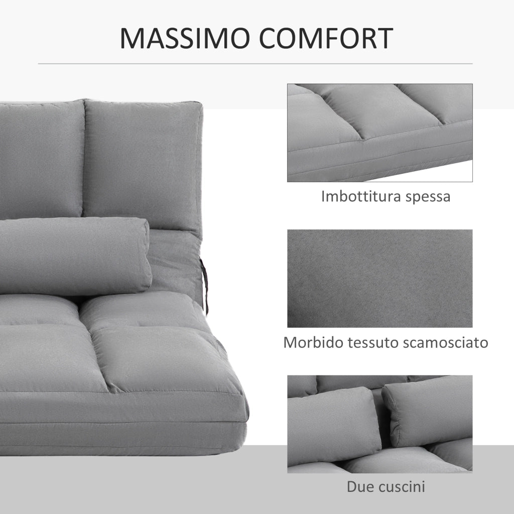 Divano 2 Posti con Schienale Reclinabile ¨C zephmum ¨C Grigio Chiaro 130x73x60 cm