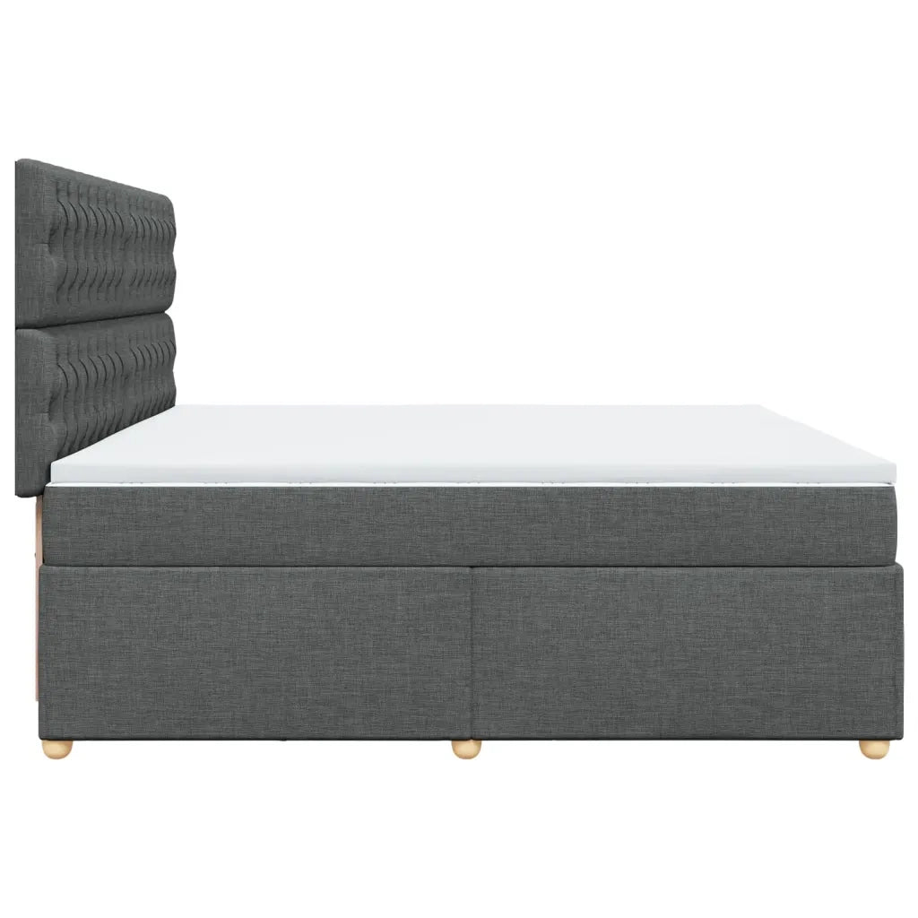 Giroletto a Molle con Materasso Grigio Scuro 200x200 cm Tessuto