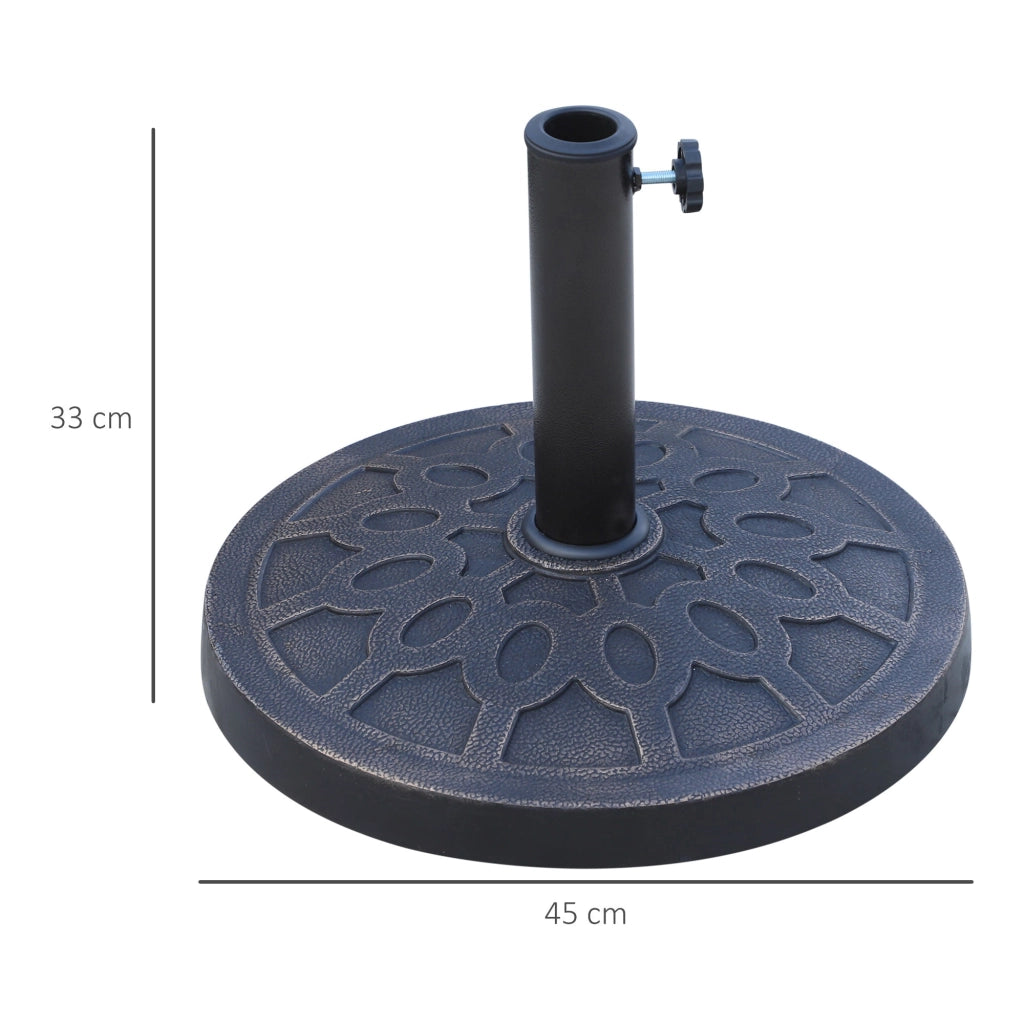 Base per Ombrellone Rotonda Ø45 cm per Pali da Ø3,8 e Ø4,8 cm in Resina e Acciaio Bronzo