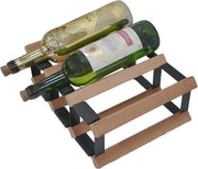 Wijnrek per 6 flessine in legno di mahonie e metallo - Progettato per essere stivato e con design compatto