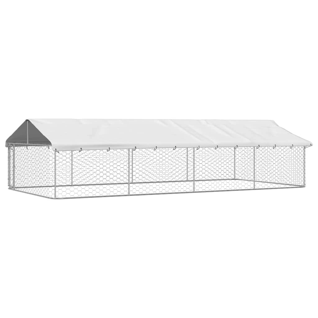 Cuccia/gabbia/recinto per animali domestici da esterno con tetto 600 x 300 x 150 cm Argento 02_0041912