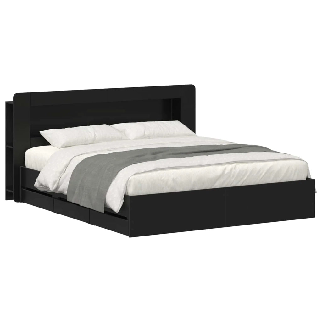 Struttura del letto con stoccaggio e testata Nero 180 x 200 cm 3434064
