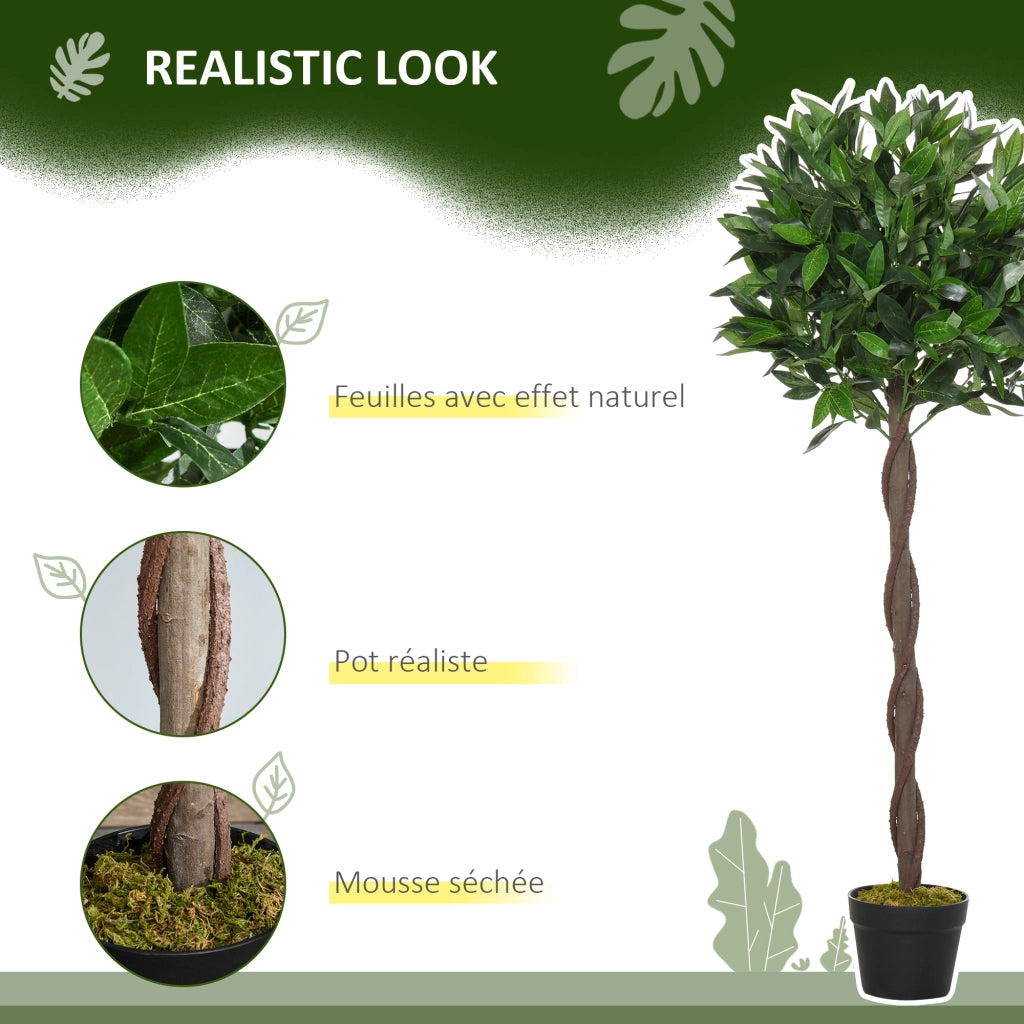 Lauriers artificiali topiari 1,20H ¨C zephmum ¨C 2 pezzi, vaso incluso, nero verde
