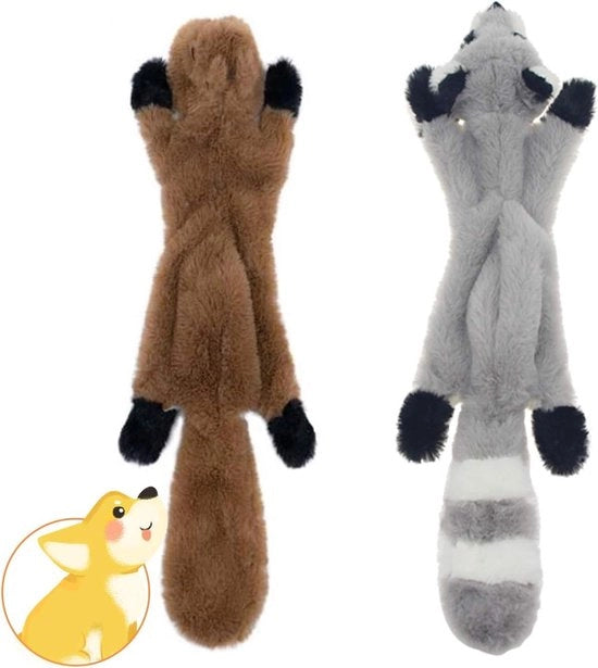 Sfregamento coniglietto giocattolo per cani senza riempimento - 2 pezzi Giocattolo per masticare sicuro per cani piccoli e medi - cuccioli e cani da compagnia - materiale a pelo
