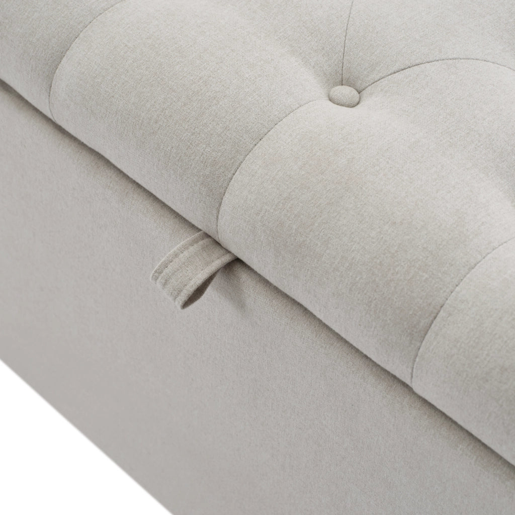 Panca Contenitore con Seduta Imbottita; Grande Capacità; Design Europeo Elegante; in Lino Grigio Chiaro