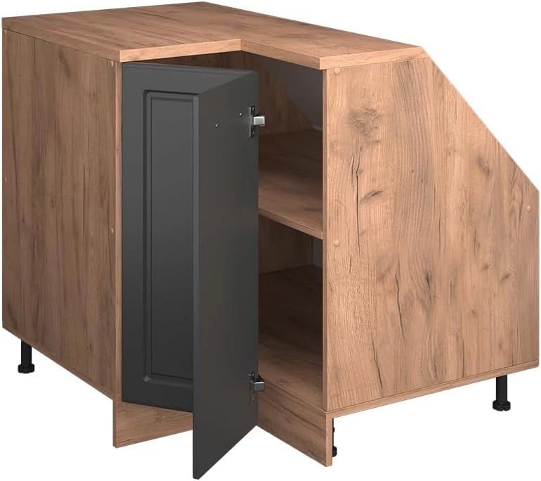 Mobile sottotetto Mobile angolare Rion, Antracite casa di campagna, 75.6 x 81.6 cm con 1 porta, carcassa dell’armadio profondità 60 cm, adatto per il salvaspazio sotto tetti spioventi