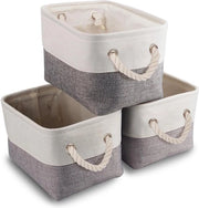 Set di 3 contenitori per tessuti, piccola cassettiera, contenitore per tessuti con corda di cotone per giocattoli, armadio per abiti, pannelli, abiti (opportuno, bianco grigio)