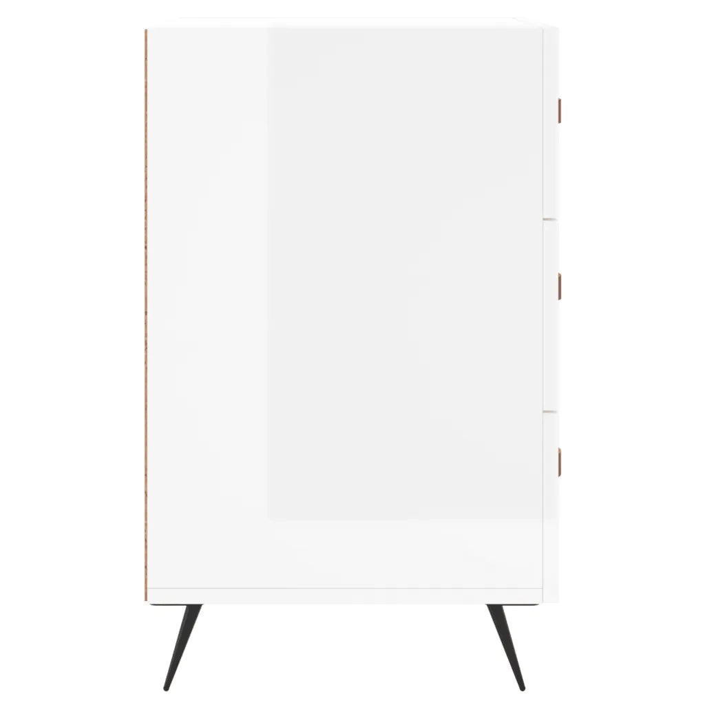 Comodino Bianco Lucido 40x40x66 cm in Legno Multistrato 827630