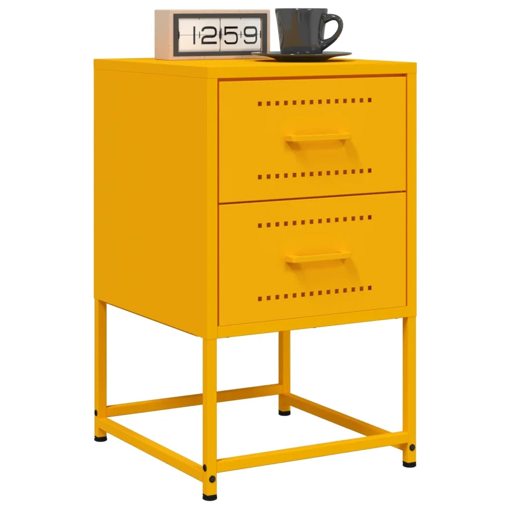 Comodini 2 pz-Set di 2 Tavolino da notte Giallo Senape 36x39x60,5 cm in Acciaio 227880