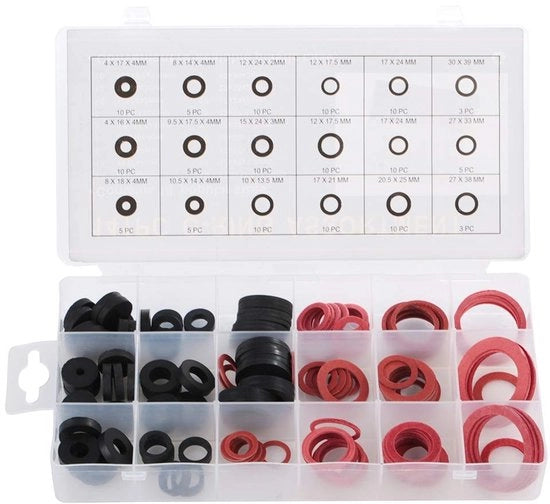 Set di chiusura d'acqua 141 - Delizioso set di 141 pezzi - Anelli di gomma di chiusura - Spiraletti - Accessori per serrature - Resistenti all'usura - Contenitore di plastica per la conservazione