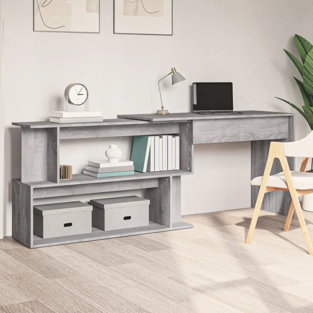 Scrivania | Tavolo da Ufficio Angolare Grigio Sonoma 200x50x76 cm Legno Multistrato