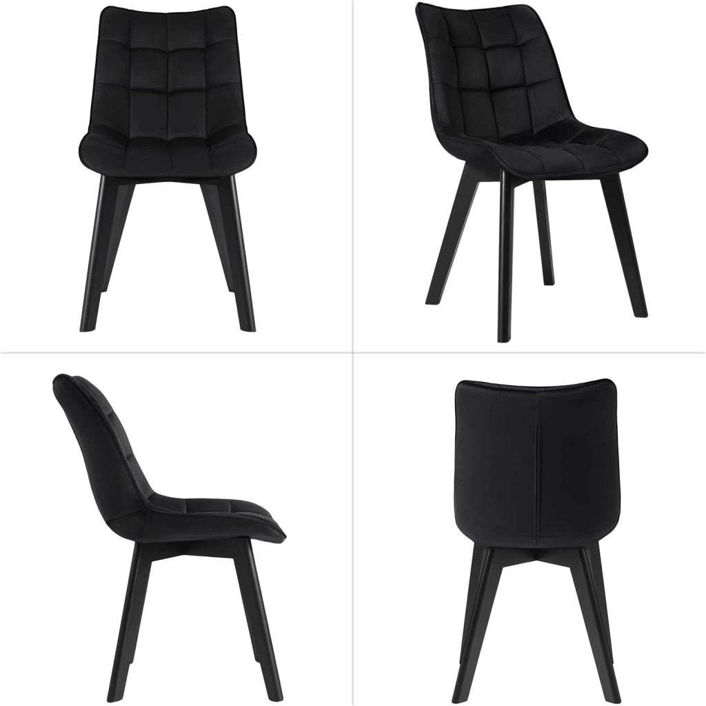 Sedia Moderna da Sala Pranzo Poltroncina da Cucina Poltrona in Velluto Senza Braccioli Gambe in Legno Nero 0656BY-1