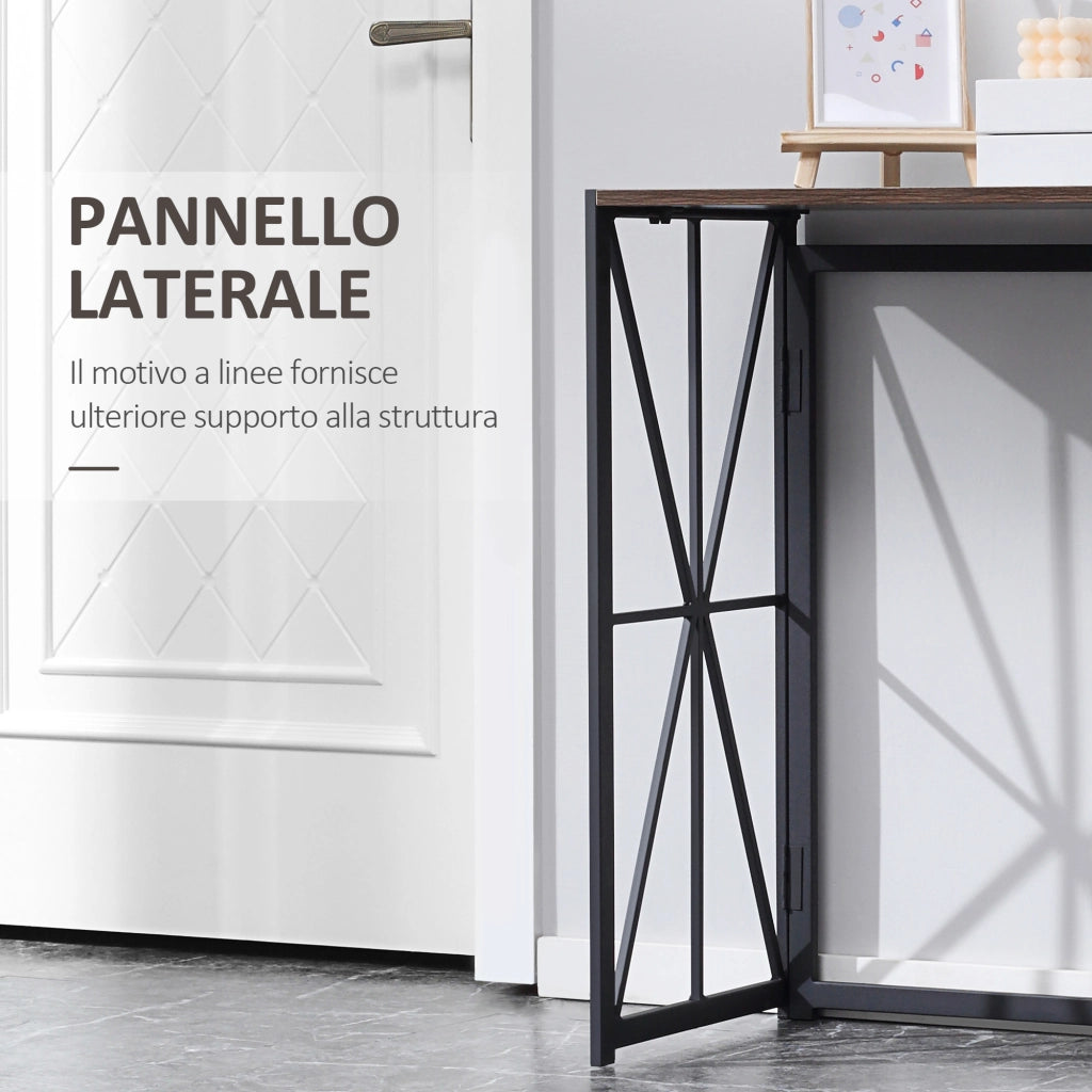 Consolle Pieghevole Stile Industriale ¨C zephmum ¨C Legno e Metallo 100x38x80cm Marrone