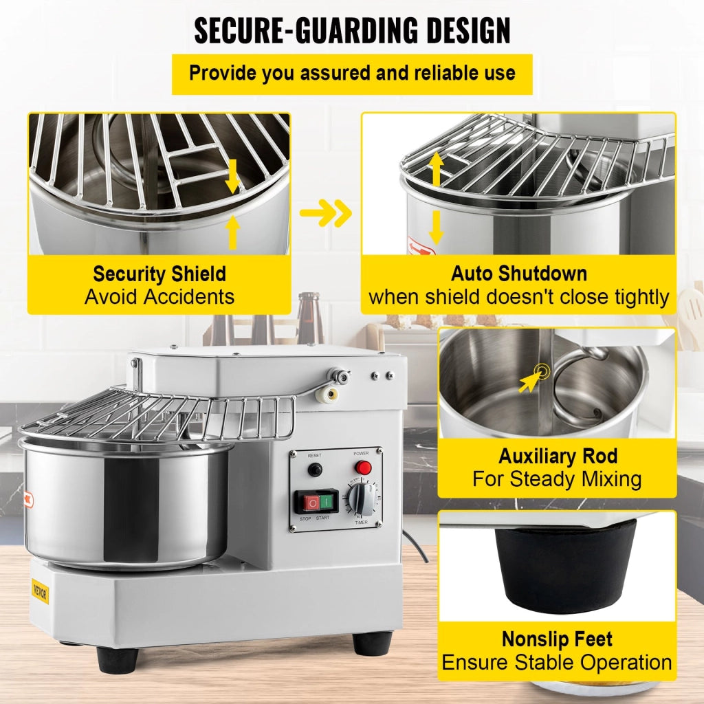 BDM8 Impastatrice con ciotola 8L in acciaio inox 550W 159 giri/min con timer robusta e resistente per cucina