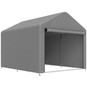 Capanno da Giardino 2x2,4 m Impermeabile Porta Avvolgibile e Telaio in Metallo Grigio Chiaro