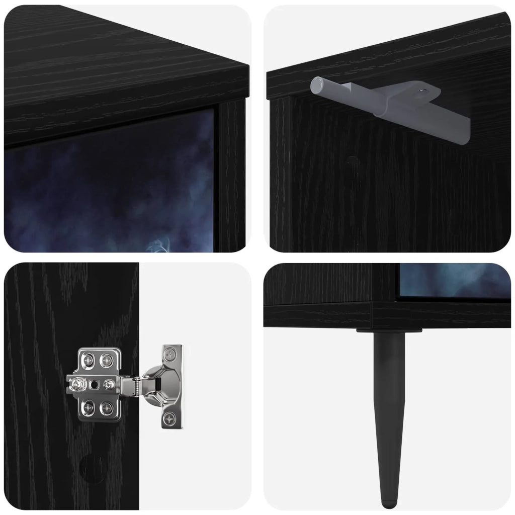 Armadio da Notte RAALTE 2 pz Rovere Nero 36 x 33 x 51 cm 8007236