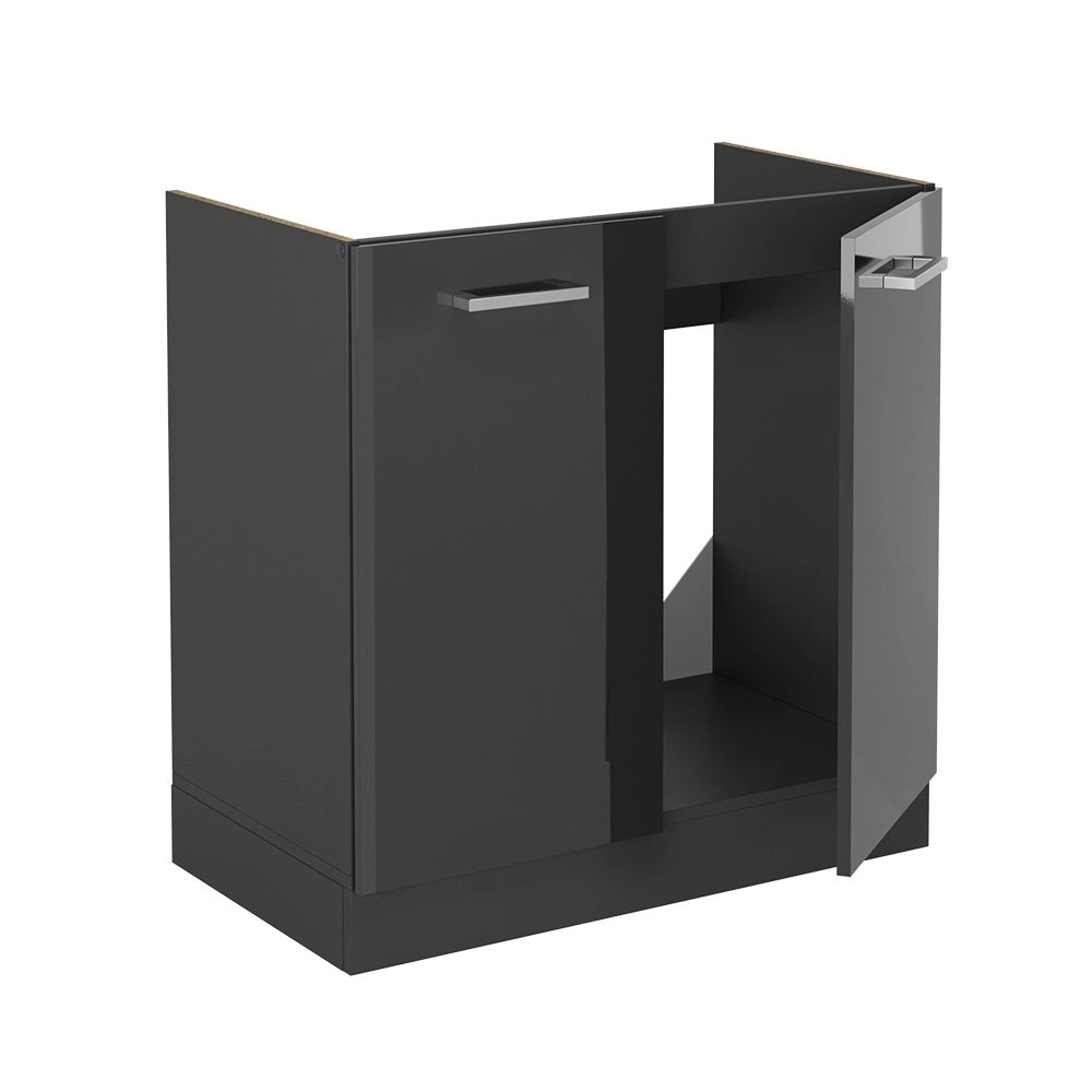 Mobile lavello cucina R-Line Antracite lucido/Antracite 80 cm PL Marmo Vicco
