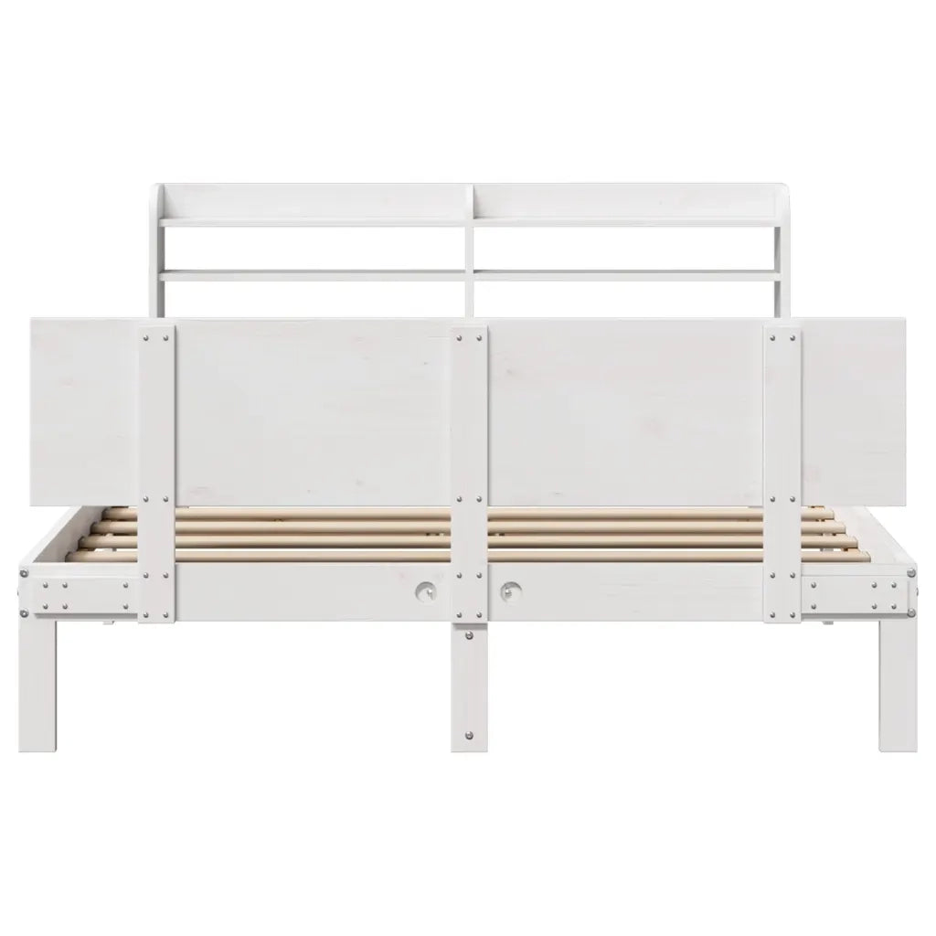 Giroletto con Testiera Bianco 150x200 cm Legno Massello di Pino 3306830