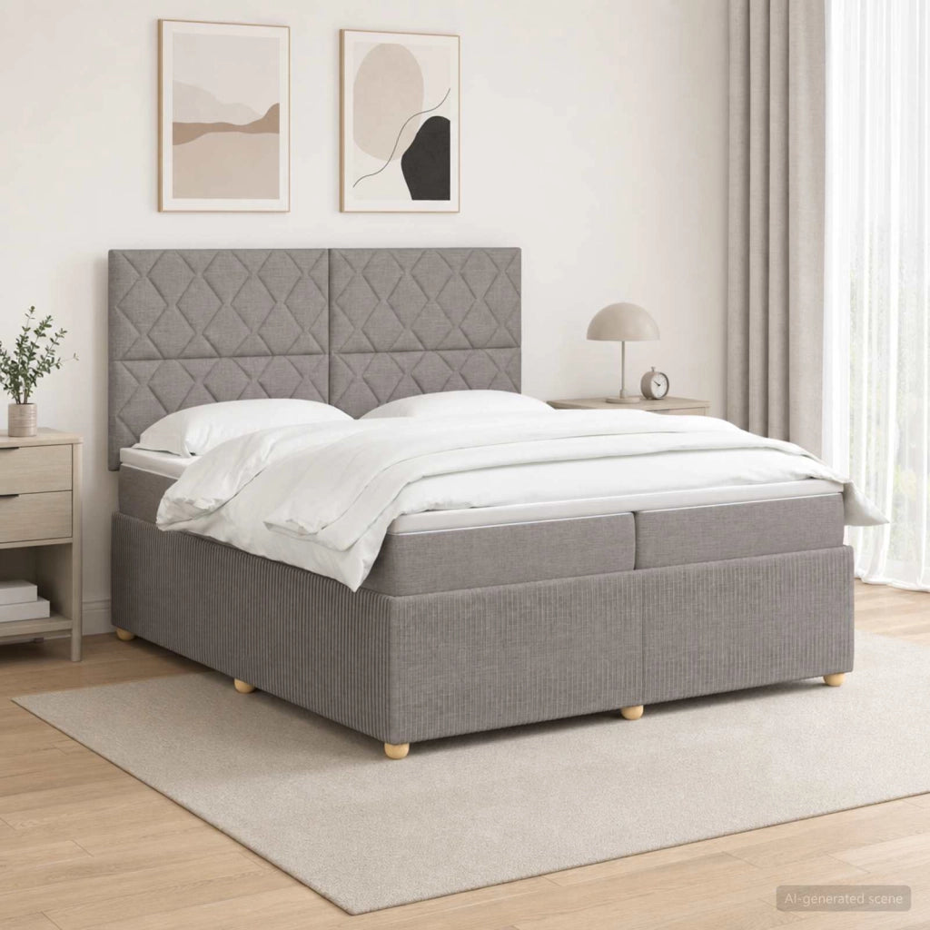Letto box spring con materasso Tortora 200 x 200 cm Tessuto 3454484