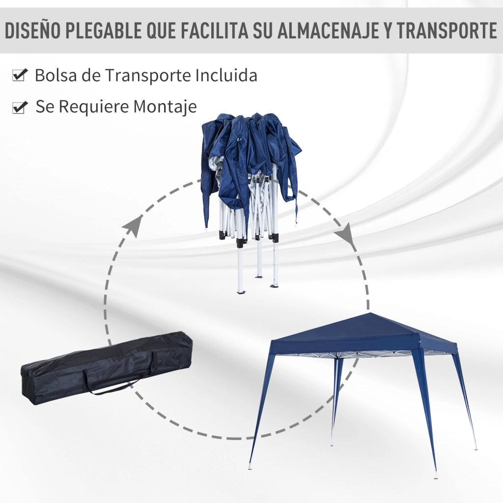 Tenda da Giardino Pieghevole 3x3 m ¨C zephmum ¨C Blu Anti-UV Impermeabile con Borsa