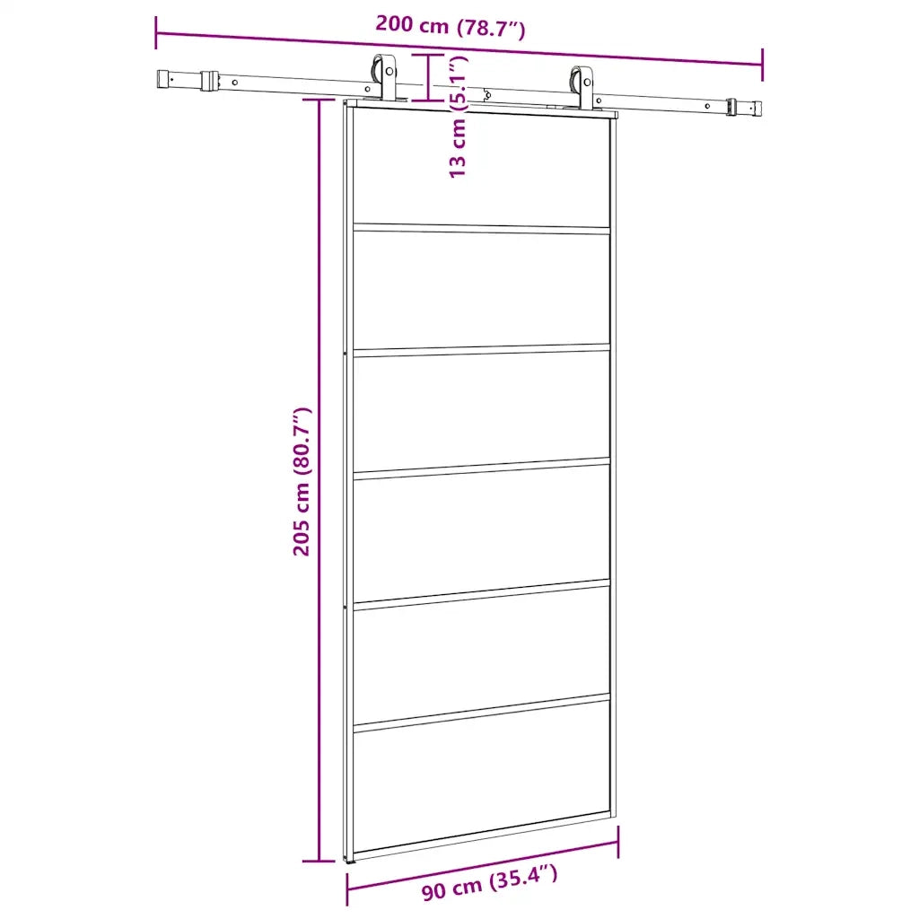Porta Scorrevole con Ferramenta Nera 90x205 cm in Vetro ESG 3375848