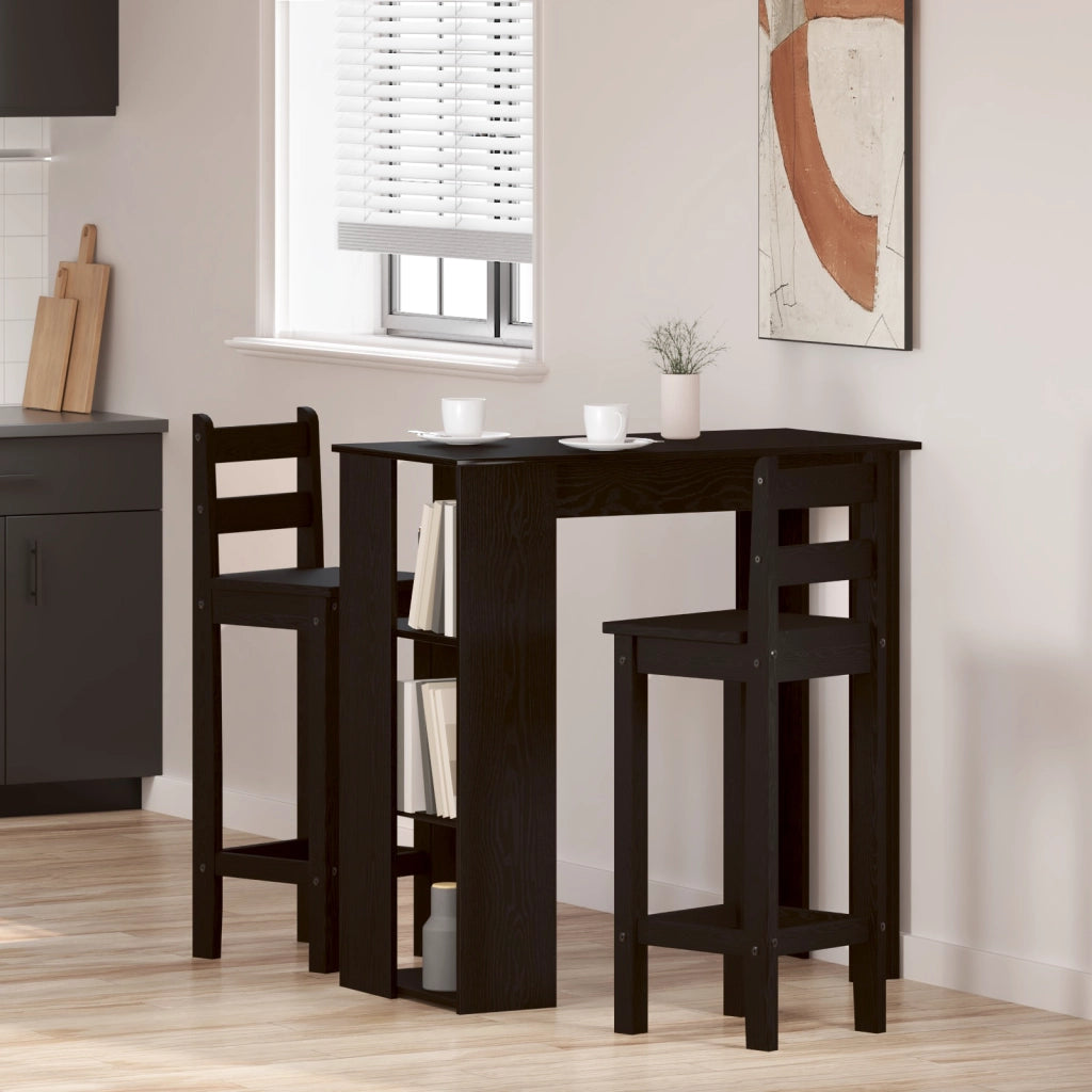 Tavolo da Bar con Ripiano - Rovere Nero, 102x50x103.5 cm, Realizzato in Legno Ingegnerizzato