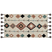 Tappeto rettangolare in cotone con nappe e motivo a diamante multicolore 80 x 150 cm soggiorno camera da letto