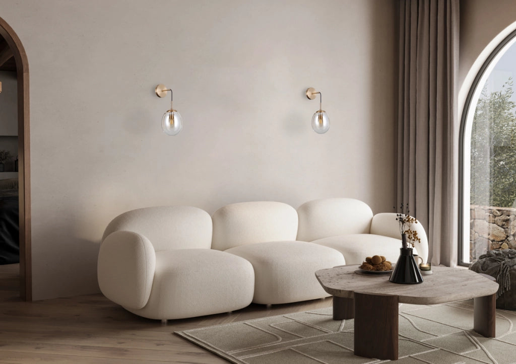 Applique moderna oro vetro ambra 1xE14 5W Italux Meolo