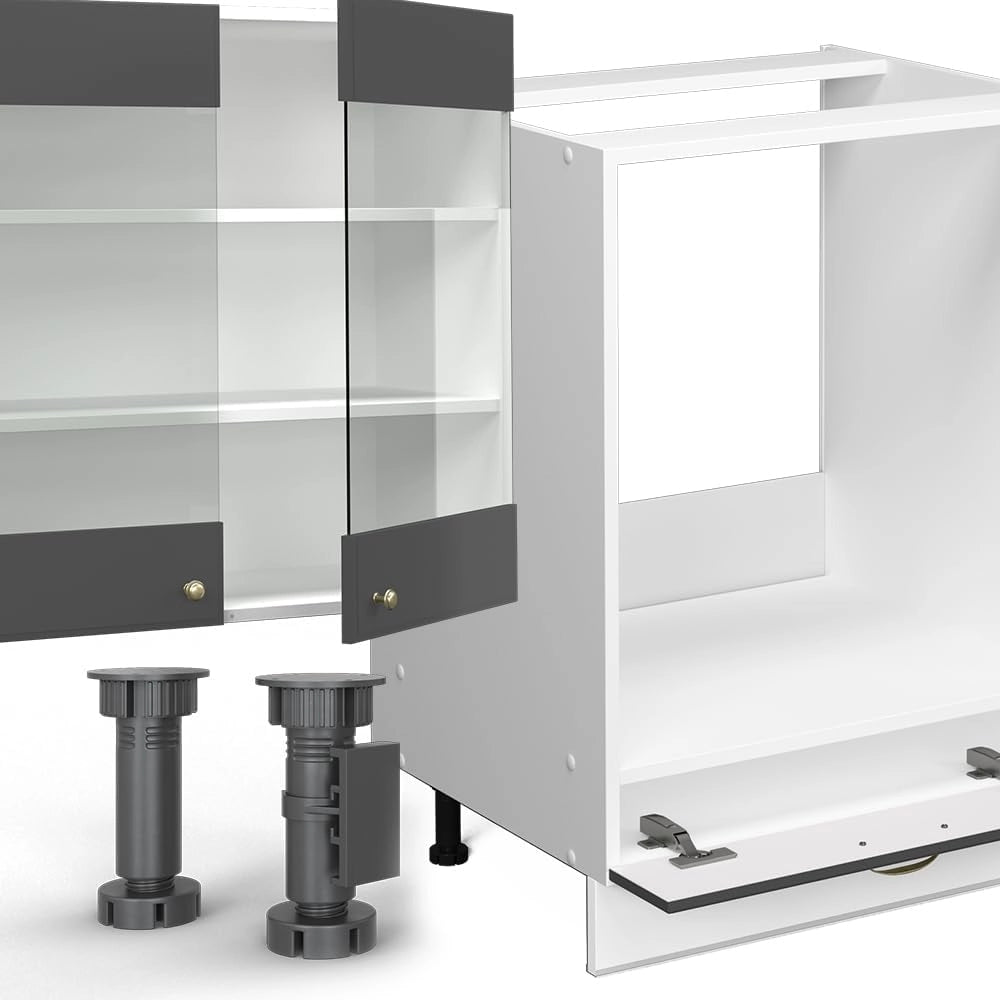 Cucina angolare completa Fame-Line, Bordeaux lucido/antracite, 347 x 60 cm, PT Antracite, per una progettazione flessibile della cucina e un'espansione modulare