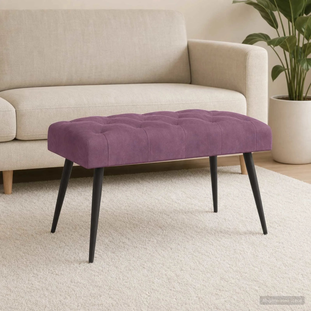Panchina con bottoni imbottiti Viola 80 x 40 x 46 cm Velluto 42038570