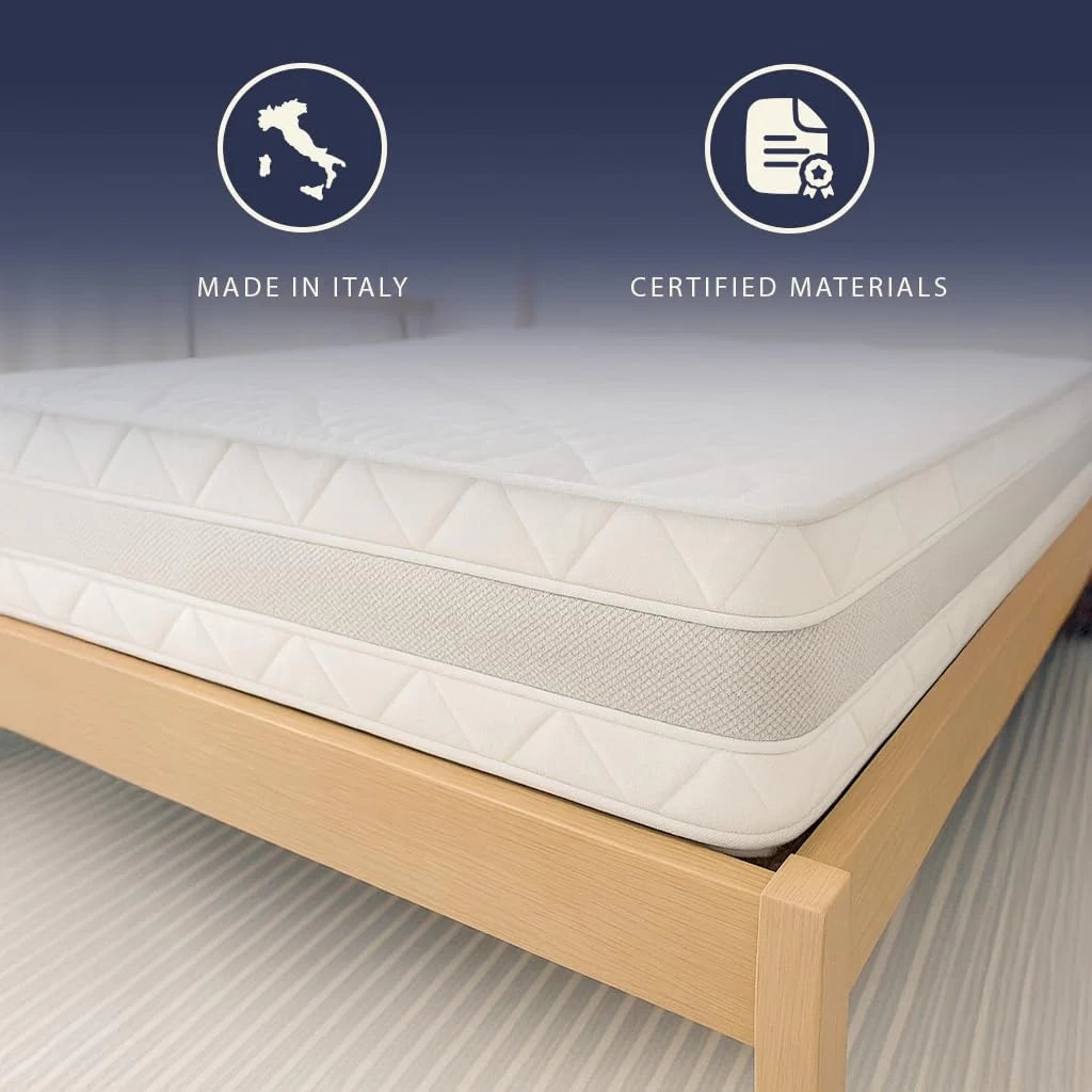 Materasso 160x200 matrimoniale ergonomico e traspirante 20 cm | Comfort naturale e design scandi ad alta rigidità | The White Stone