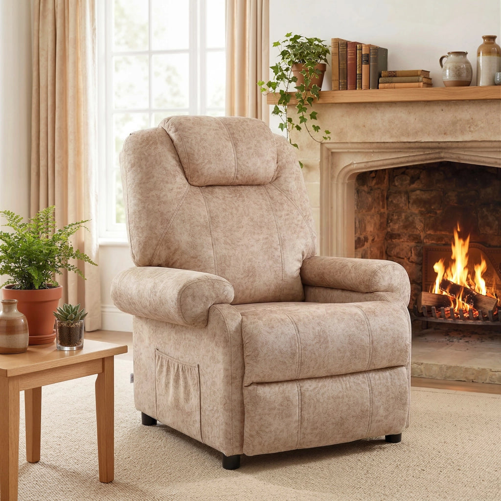 Poltrona Relax Reclinabile Manuale ¨C Xylo ¨C Tessuto Beige con Poggiapiedi