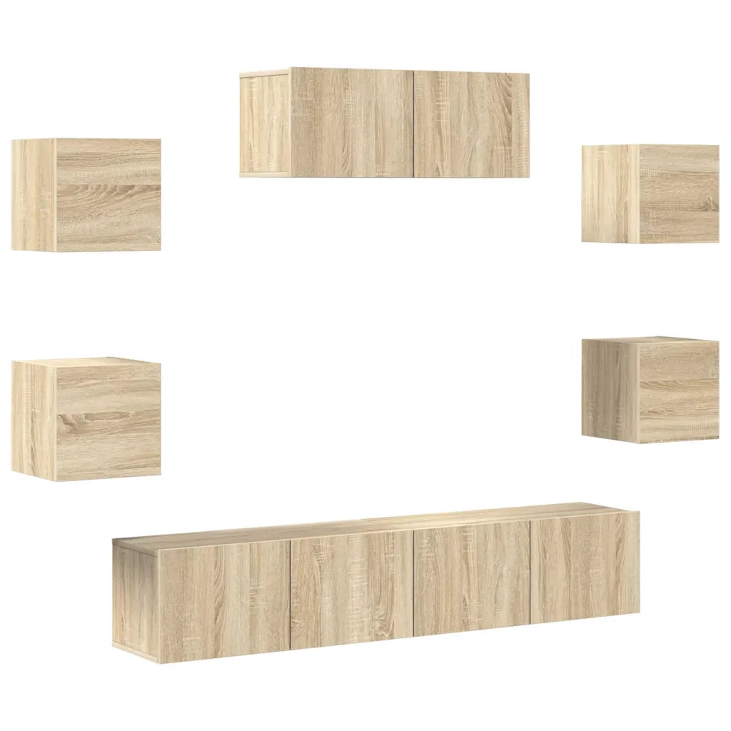Set di Mobili Porta TV 7 pz-Set di 7 Credenza per TV Rovere Sonoma in Legno Multistrato 166493