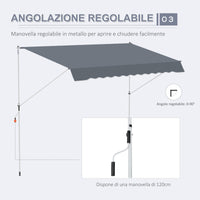 Tenda da Sole a Bracci Avvolgibile 400x120H cm con Struttura Telescopica Grigio