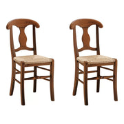Set 2 sedie rustica in legno di faggio tinta noce seduta paglia - Mobili 2G