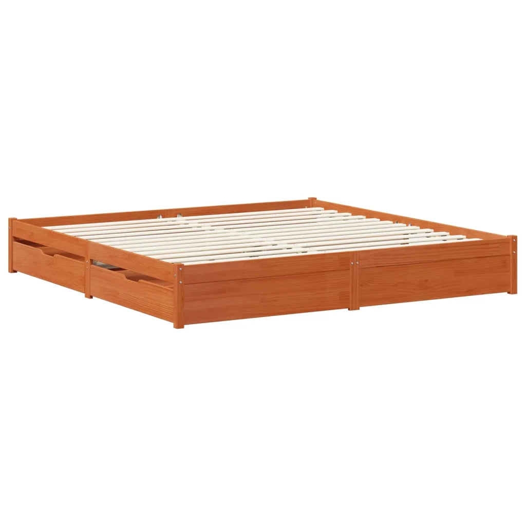 Struttura del letto con cassetto Marrone cerato 200 x 200 cm 3422721