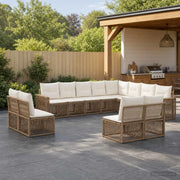 Set Divano da Giardino 12 pz Beige e Bianco Crema polyrattan 3435282