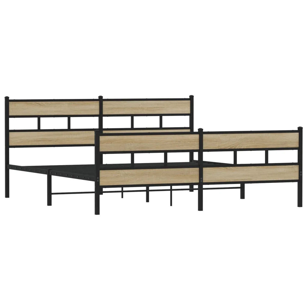 Letto matrimoniale | Letto per adulti | Giroletto senza Materaso in Metallo Rovere Sonoma 183x213 cm