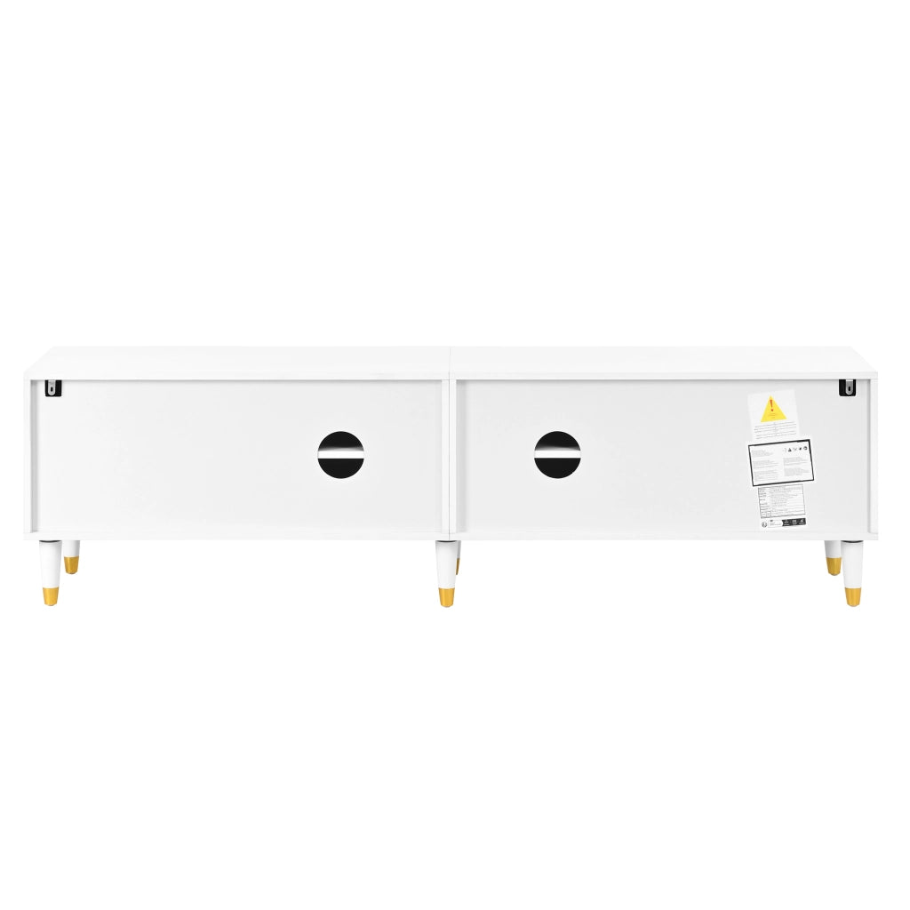 Mobile porta TV con 4 ante e vani, ripiano con passacavi, per soggiorno, in MDF e truciolare bianco 180 × 40 × 50 cm