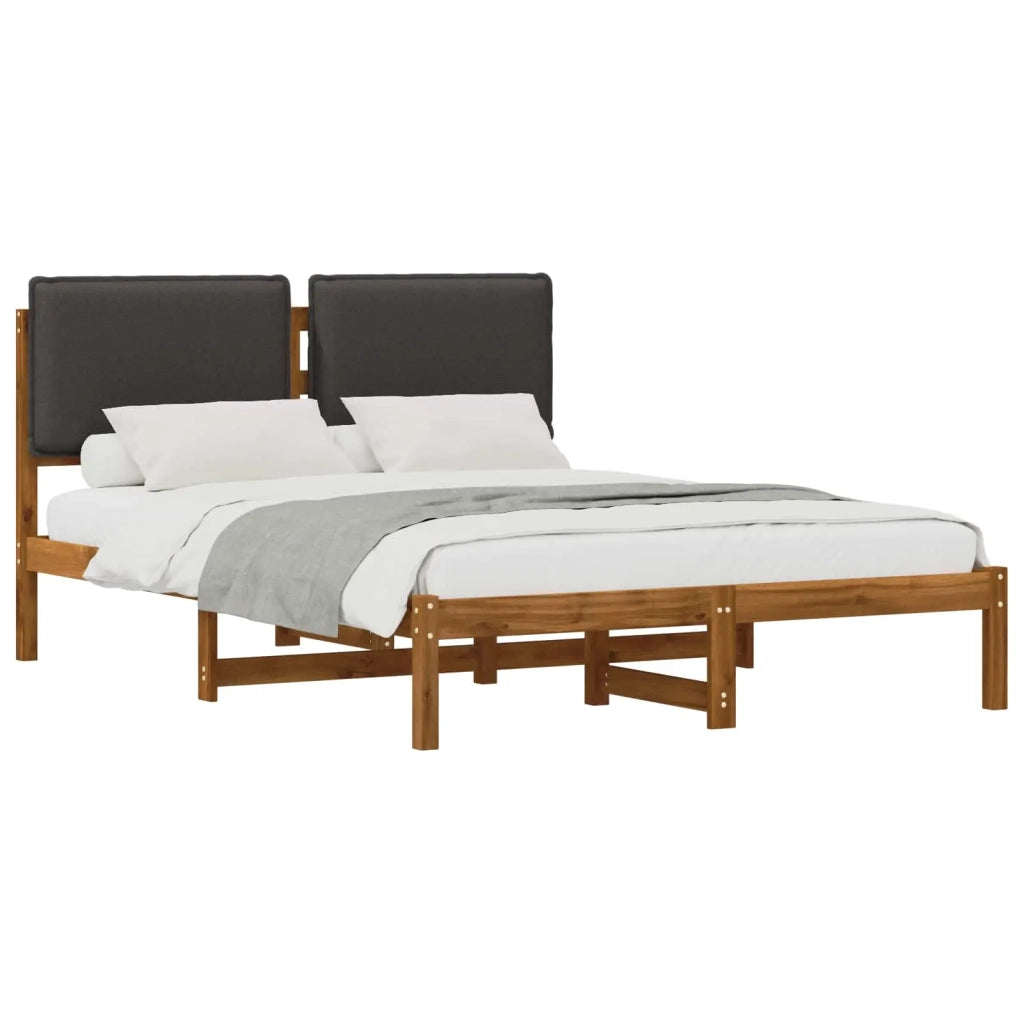 Letto con Testiera Rivestita Naturale e Grigio Scuro 903905